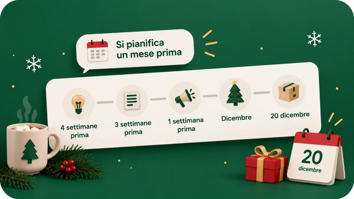 Il conto alla rovescia di un calendario dell'Avvento digitale: quattro settimane prima, tre, una, dicembre, 20 dicembre